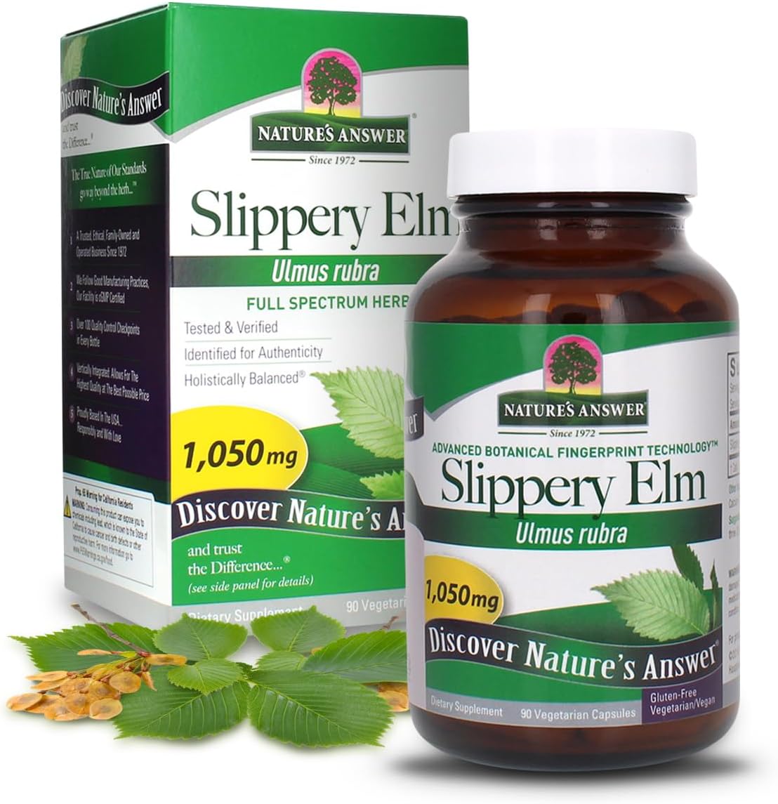 Nature’s Answer Slippery Elm | Super Concentrated Herbal Supplement | Soothes Mucous Membranes | Demulcent Herb | Kosher | Vegan | Gluten Free | 90 Capsules