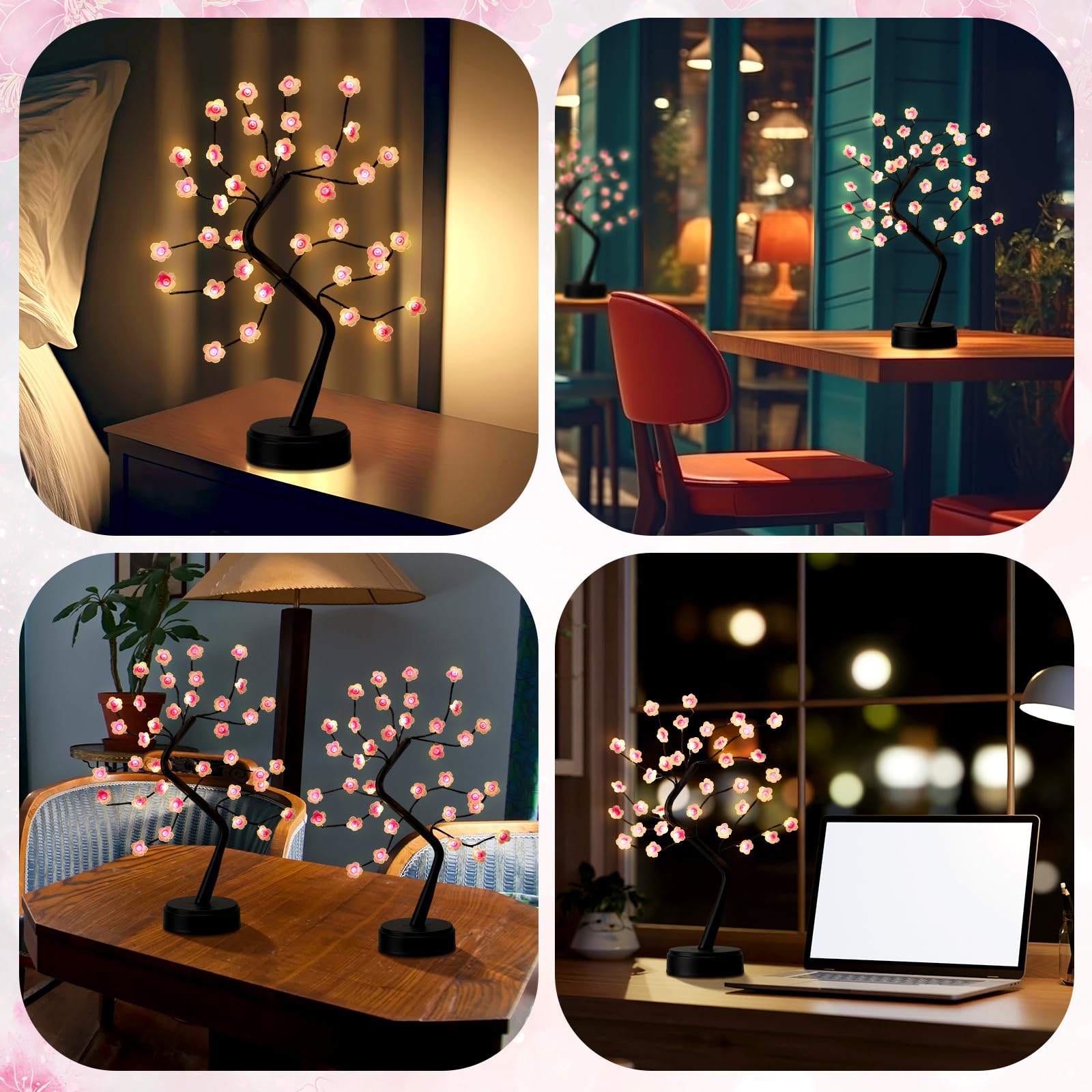 Snapklik.com : 2 Pcs 18 Inch Christmas Cherry Blossom Tree Light 36 LED ...