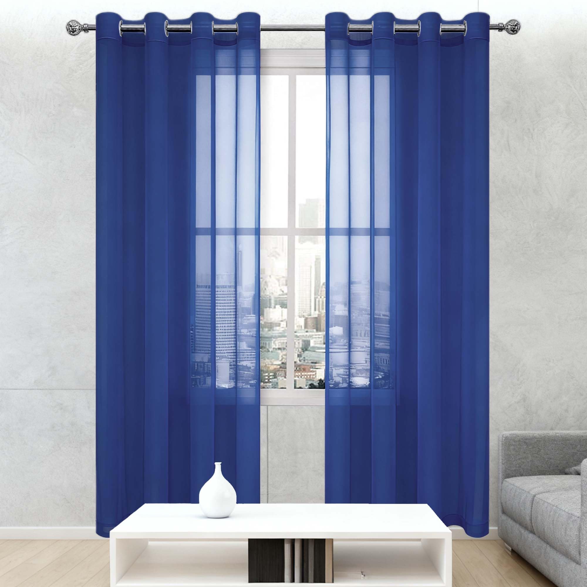 Rideaux salon élégants bleu foncé avec oeillets pour grand placard