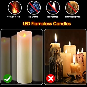 PChero 10 x 3 Flickering Flameless Candles with Remote and Timers