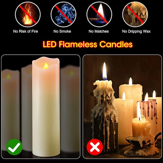 PChero 10 x 3 Flickering Flameless Candles with Remote and Timers