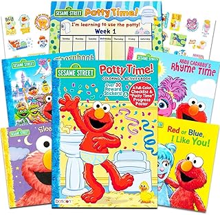 Sesame Street Elmo Potty Training Book Set For Toddlers -- Bundle with Progress Chart, Poster, Reward Stickers and Bonus Sesame Street ABC Book