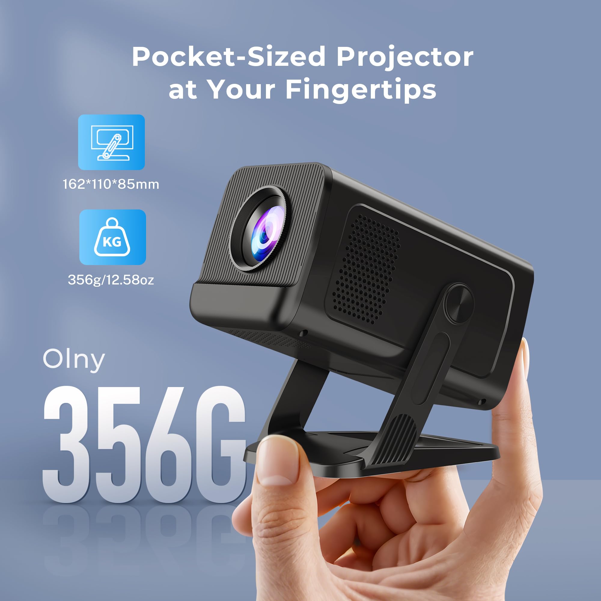 Mini Beamer mit Android 14, Klein Smart Projektor Native 720P (4K Dekodierung), WiFi 6 & Bluetooth 5.4, Auto-Keystone, Portable TV Projector Kompatibel mit iOS/HDMI/USB/iPhone, schwarz