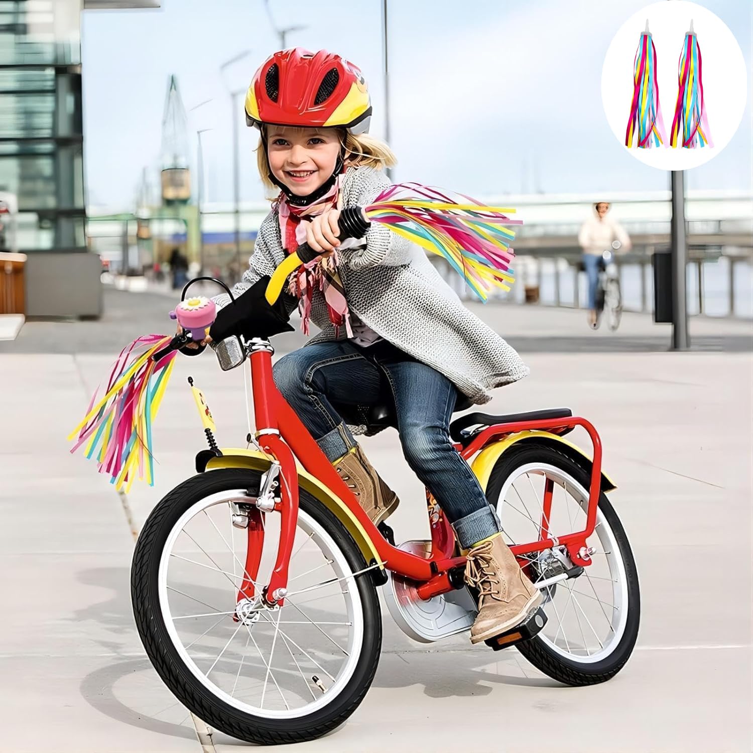Stelle Filanti Bici Bambino,1 Paia di Nappe per Bicicletta per Bambini, Frange per Manubrio Bici,Decorazioni per Bicicletta,Frange per Manubrio,Accessori Scooter per Bici Bambini Monopattino (Rosa)
