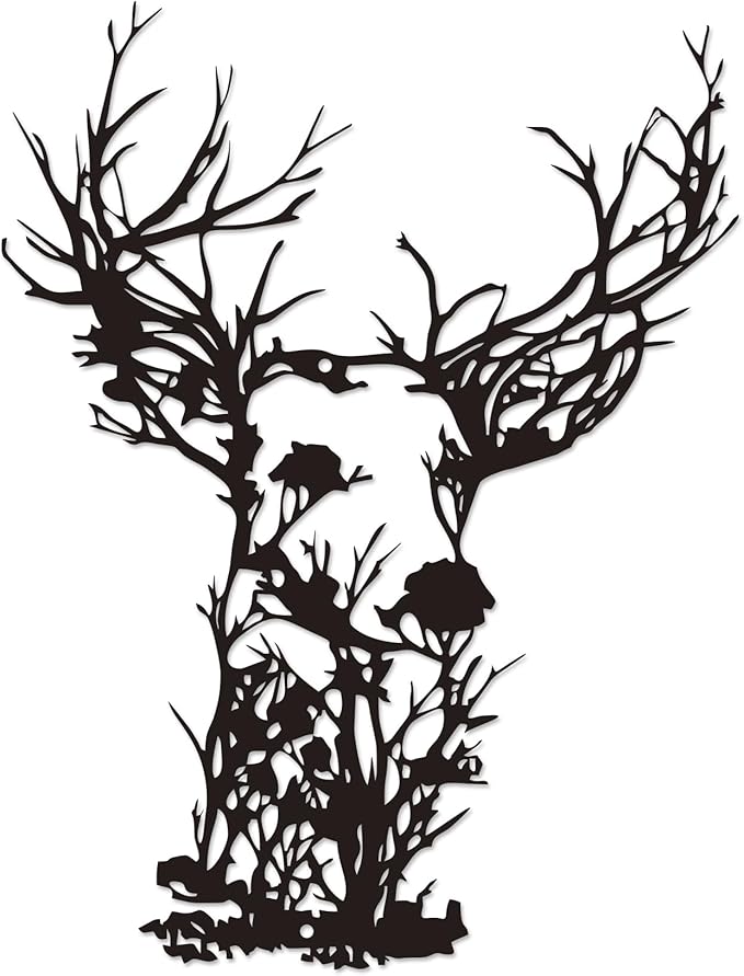 Xedatric Deer Head Metal Wall Art-Rustic Wildlife Hunting Lodge Decor, Farmhouse Indoor/Outdoor Metal Sculpture for Living Room, Cabin, Patio
