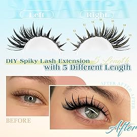 Yawamica 100D Volume Lash Clusters with Spikes 10-18mm Wispy Cluster Eyelash Extensions Manga Eyelash Clusters Spiky Lash Extension 240pcs Individual Lashes D Curly DIY Lash