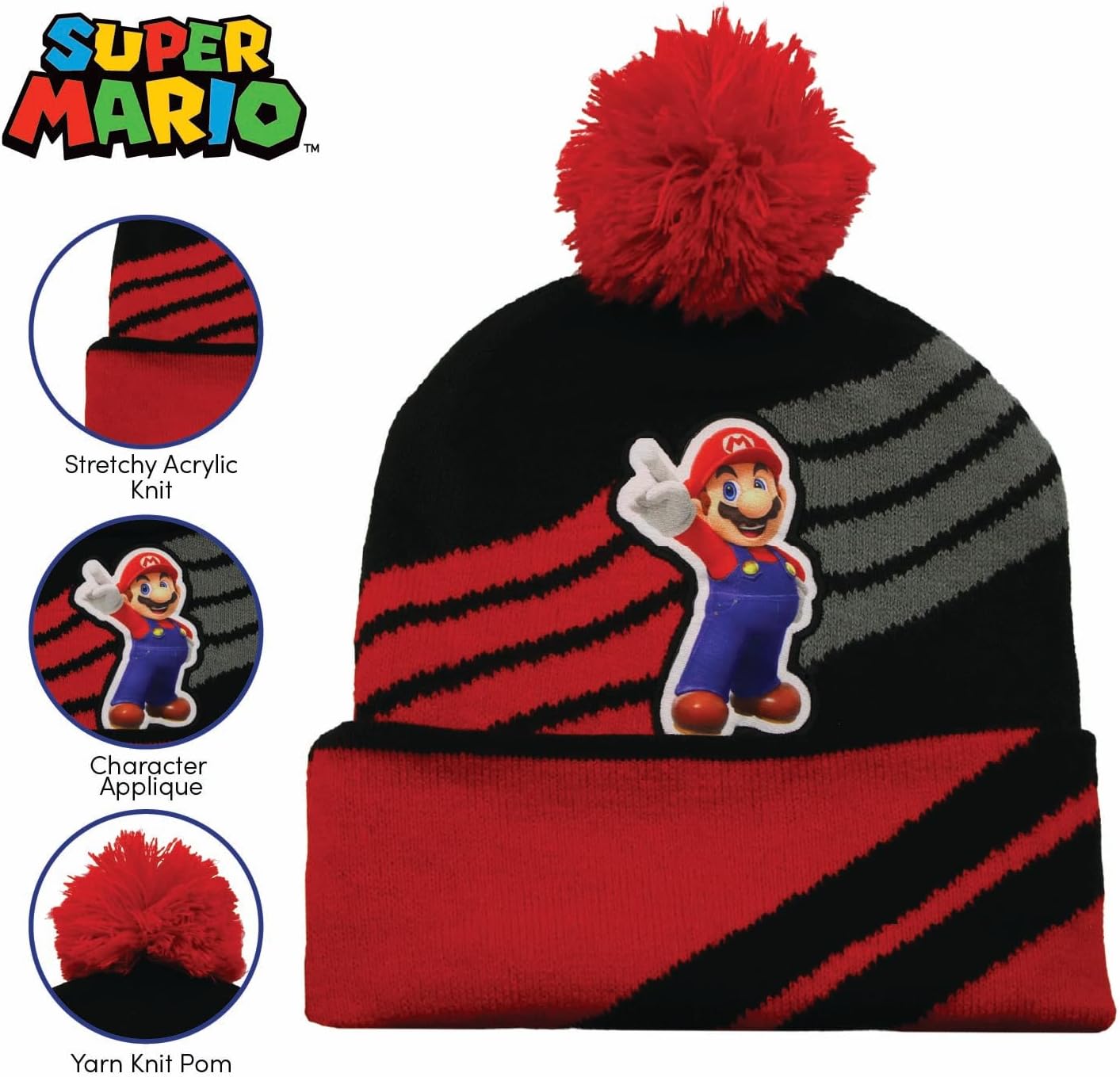 Super Mario & Luigi Girls & Boys Winter Hat & Gloves Set Ages 4-14 Years, Kids Winter Hat & Gloves Set for Boys and Girls image 3