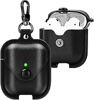 Vista 1 de Funda de cuero para Airpods con llavero, funda protectora de cuero vintage portátil a prueba de golpes para Apple AirPods 1 y AirPods 2 funda