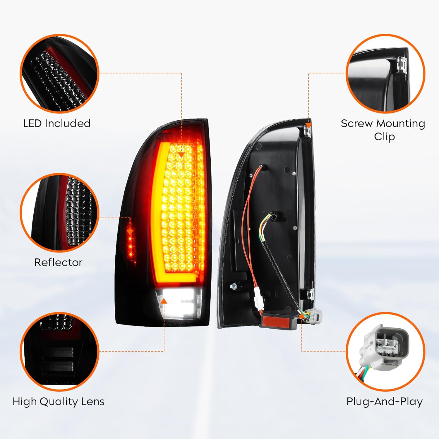 Tail Light + 3rd Third Brake Cargo Lamp for 2005-2015 Toyota Tacoma, High Mount Stop Light Rear LED Taillight Assembly, TO2800177, TO2801177, TO2800158, TO2801158, 8156004150, 8155004150