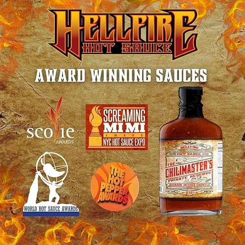 Miniatura 7 de Hellfire Hot Sauce Chilimaster's Reserve - Salsa picante y adobo gourmet galardonada con chipotle con infusión de borbón, 6.75 onzas.