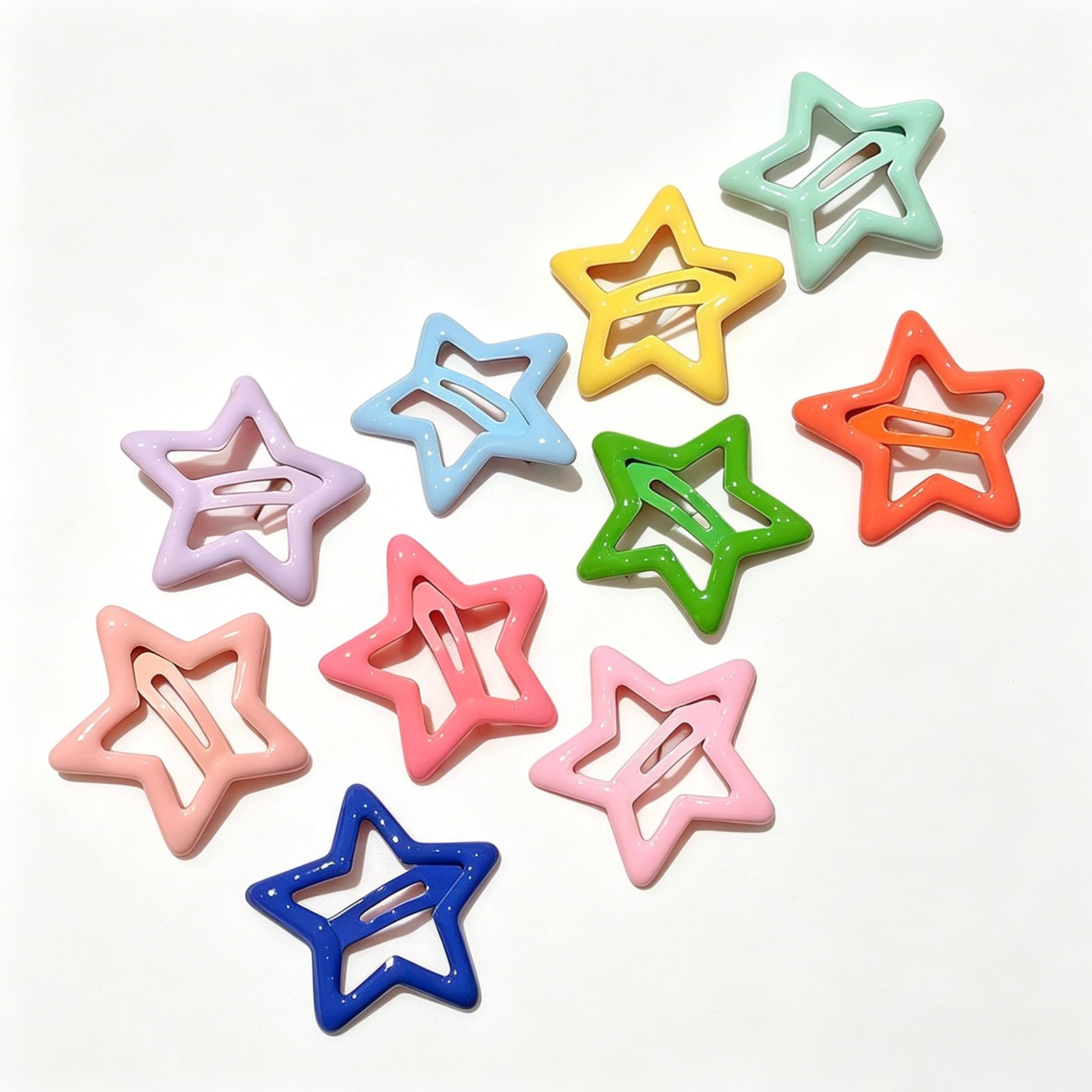 Amazon.co.jp: 10個カラフル星型ヘアクリップ ダイカット バンス