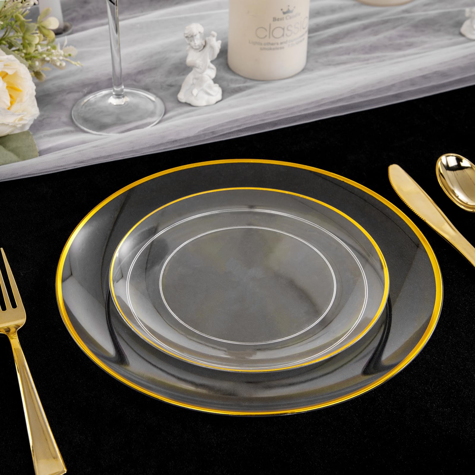 Gold Rim Disposable Plates - Party & Wedding Plates -6 Gold Rim Disposable Plates - Party & Wedding Plates -6