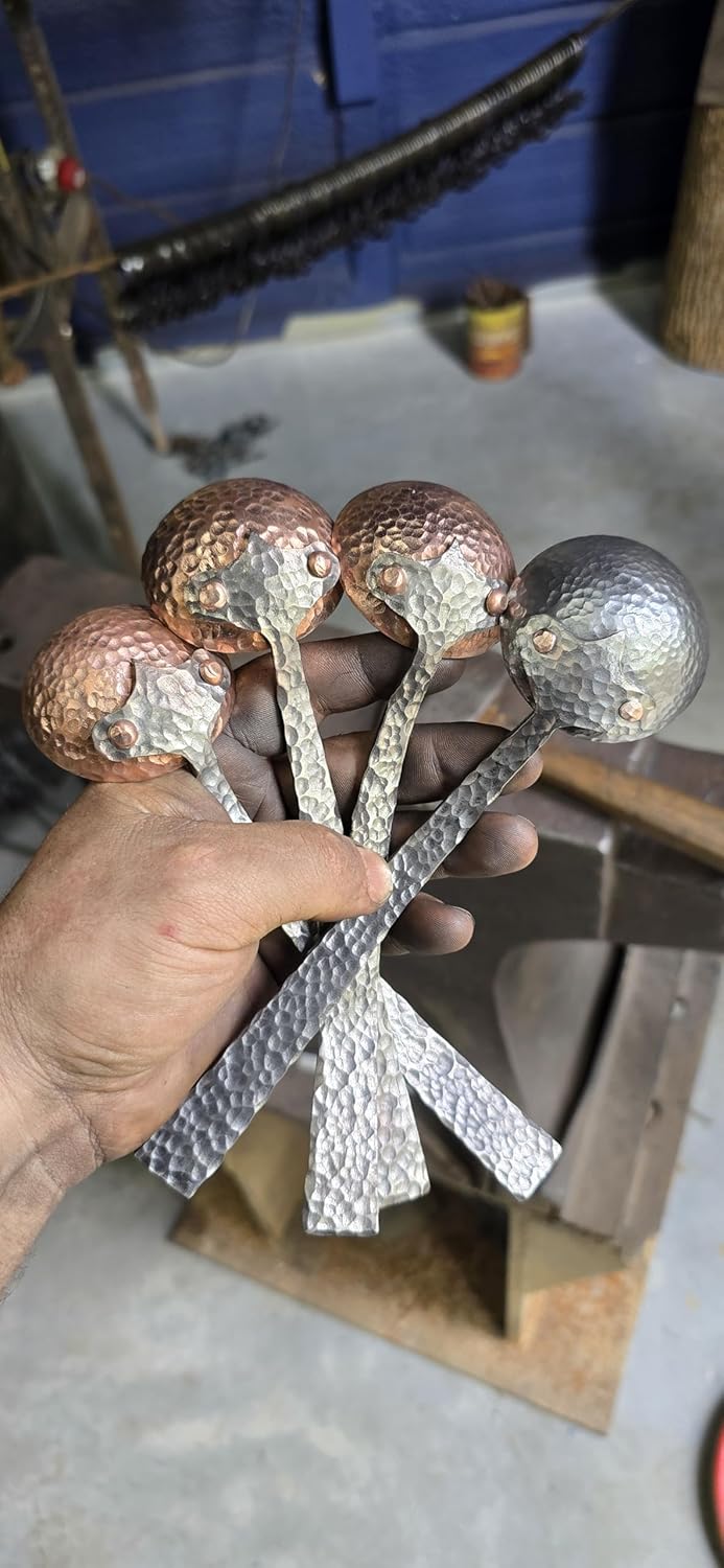 Hand-Forged Metal Coffee Scoop – Artisan Steel Measuring Spoon with Hammered Finish – Rustic Kitchen Tool (Copper)