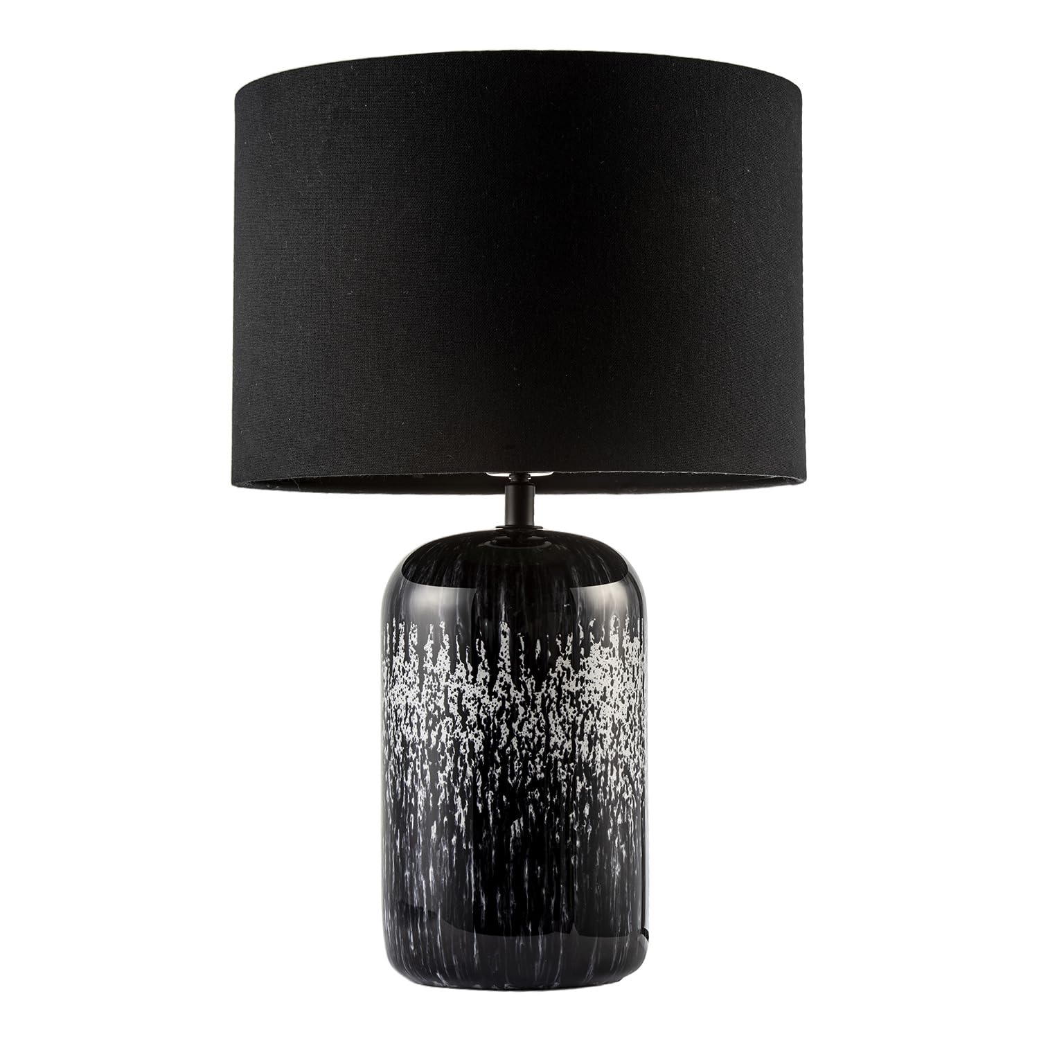 Happy Homewares Black Modern Designer And White Marble Drip Snowflake Glass Table Lamp With Linen Lined Shade | Inline Switched | 46Cm X 30Cm