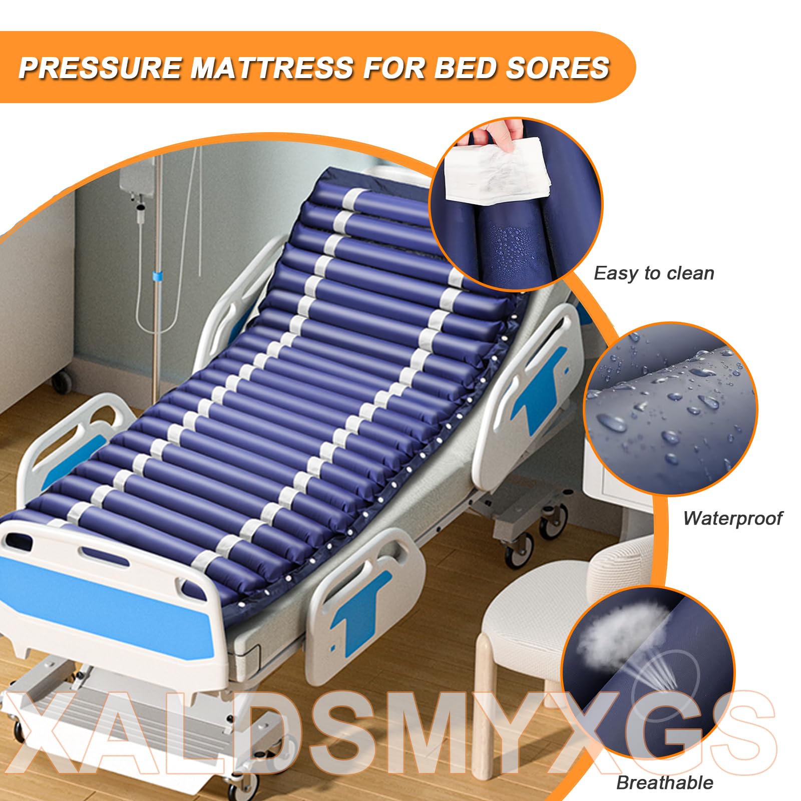 Genérico Colchon Antiescaras 90x195cm, Colchón Antiescaras De Presión Alternante, Colchón Lactancia para Alivio Presión y Escaras, con Bomba Silenciosa - Poco Ruidoso 30db, Airbag Desmontable,Blue a