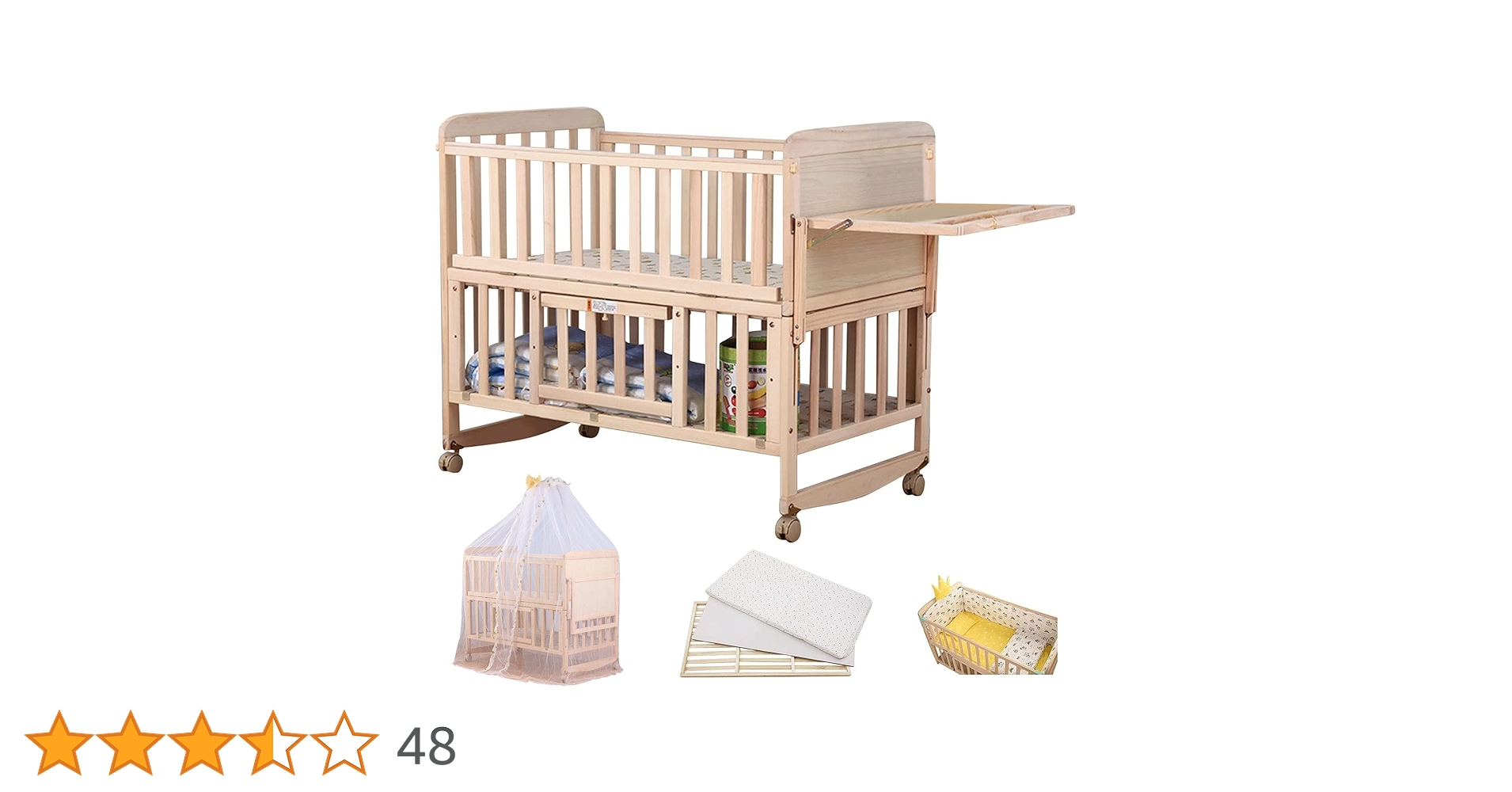 【美品】ZOOBLY 木製ベビーベッド Amazon.co.jp: ZOOBLY ベビーベッド 木製 新生児 7点セット付き