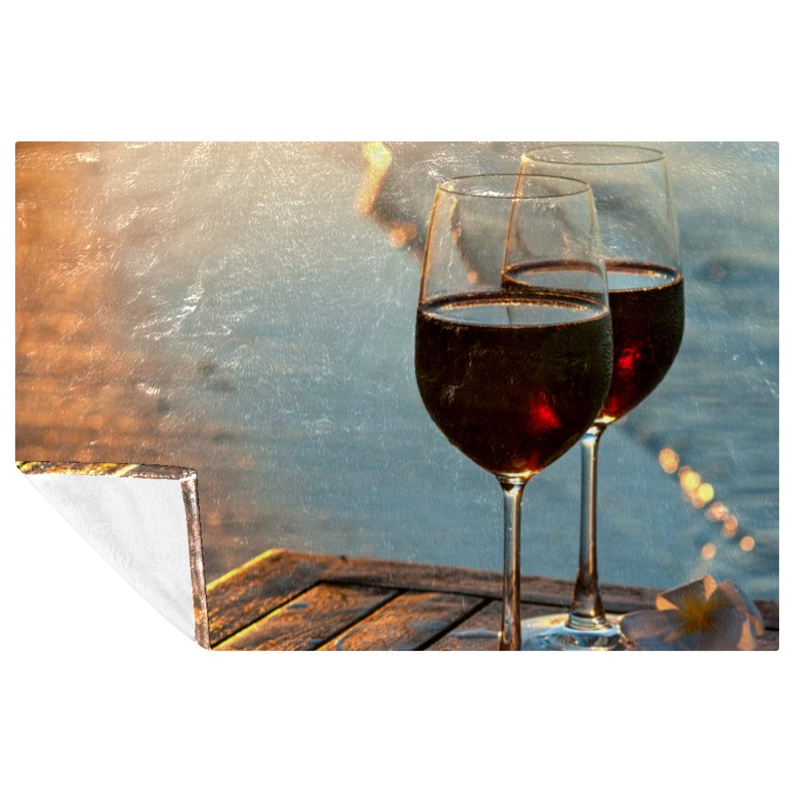 Couverture douce motif verres de vin rouge, le cadeau idéal pour lit et canapé