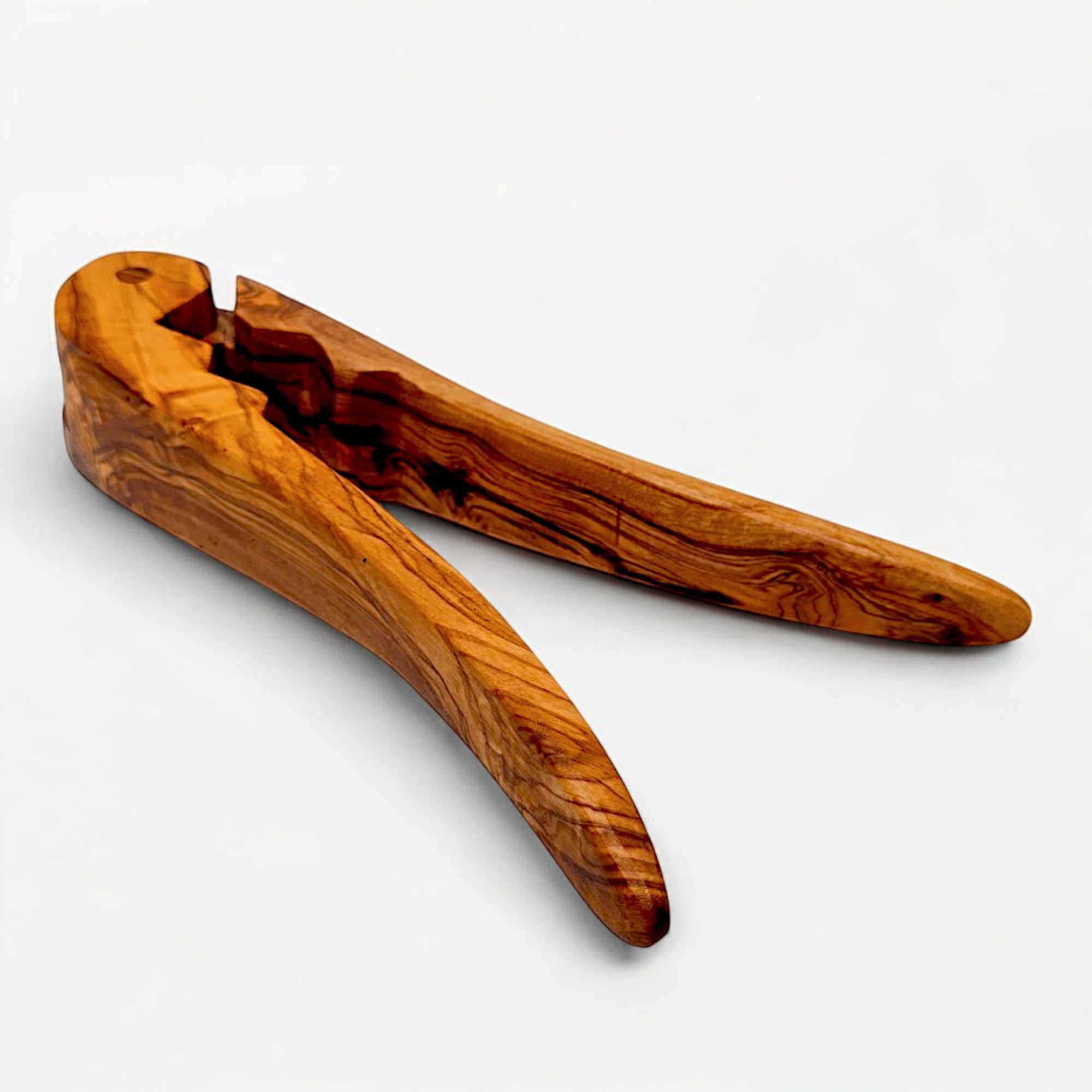 Oliveart Natural Olive Wood Grain Nutcracker (Clamp Nutcracker) - Handcrafted Olive Wood Nutcracker | Unique Traditional Lever And Modern Design | Nut Cracking Tools For Walnuts, Pecans, Hazelnuts