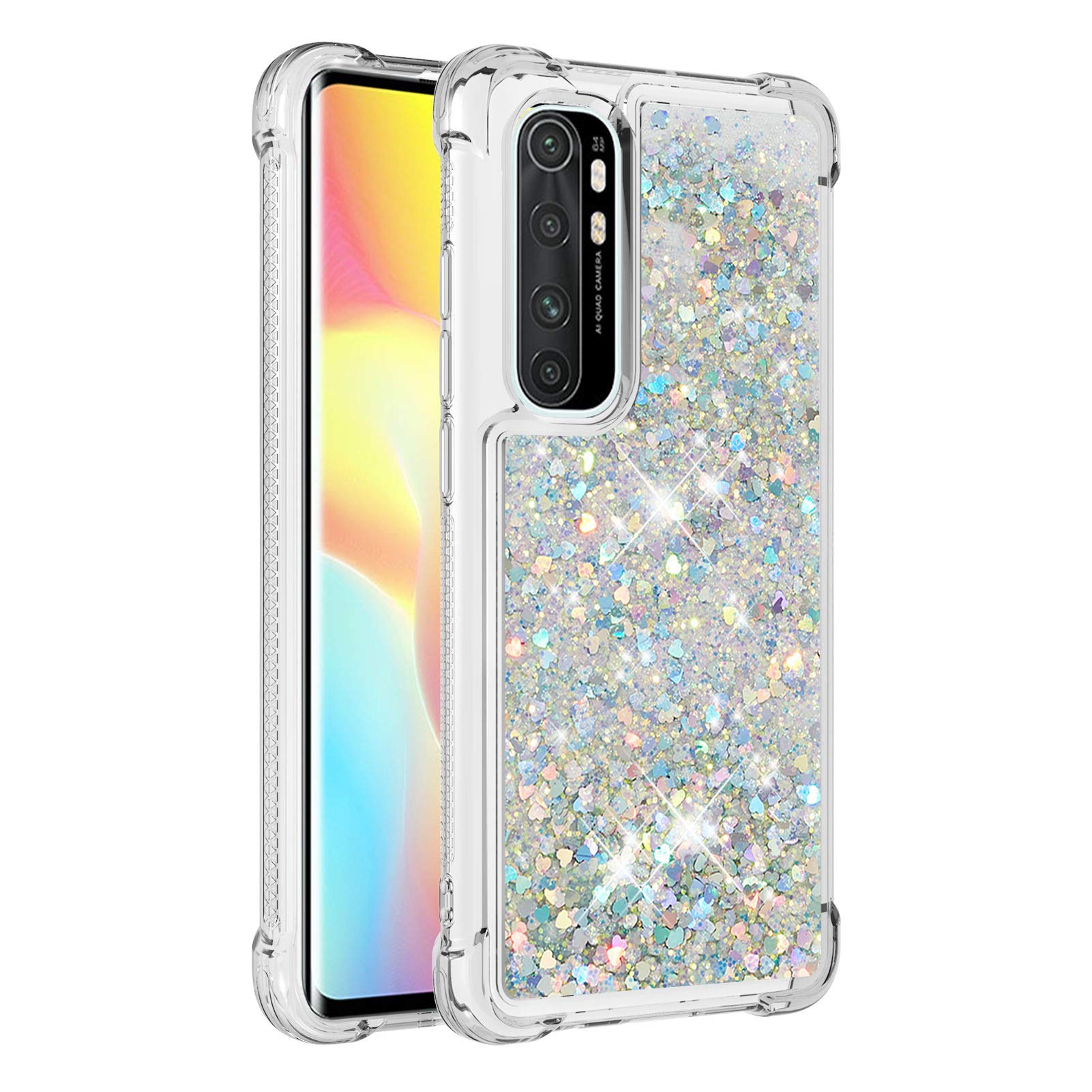Anreixx Custodia glitterata per Redmi Note 10s/Note 10 4G, Cover posteriore in cristallo scintillante con cavalletto con anello diamantato, custodia protettiva in TPU morbida