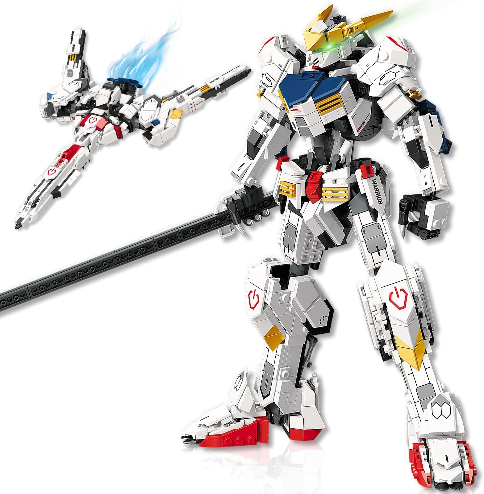Transforming Robot Building Set for Adults, 2 in 1 City Warrior Mech & Fighter Jet Building Toy Model, 952 Pcs Creative Collectible Gift for Boys Kids 8-12,Compatible with Lego, White