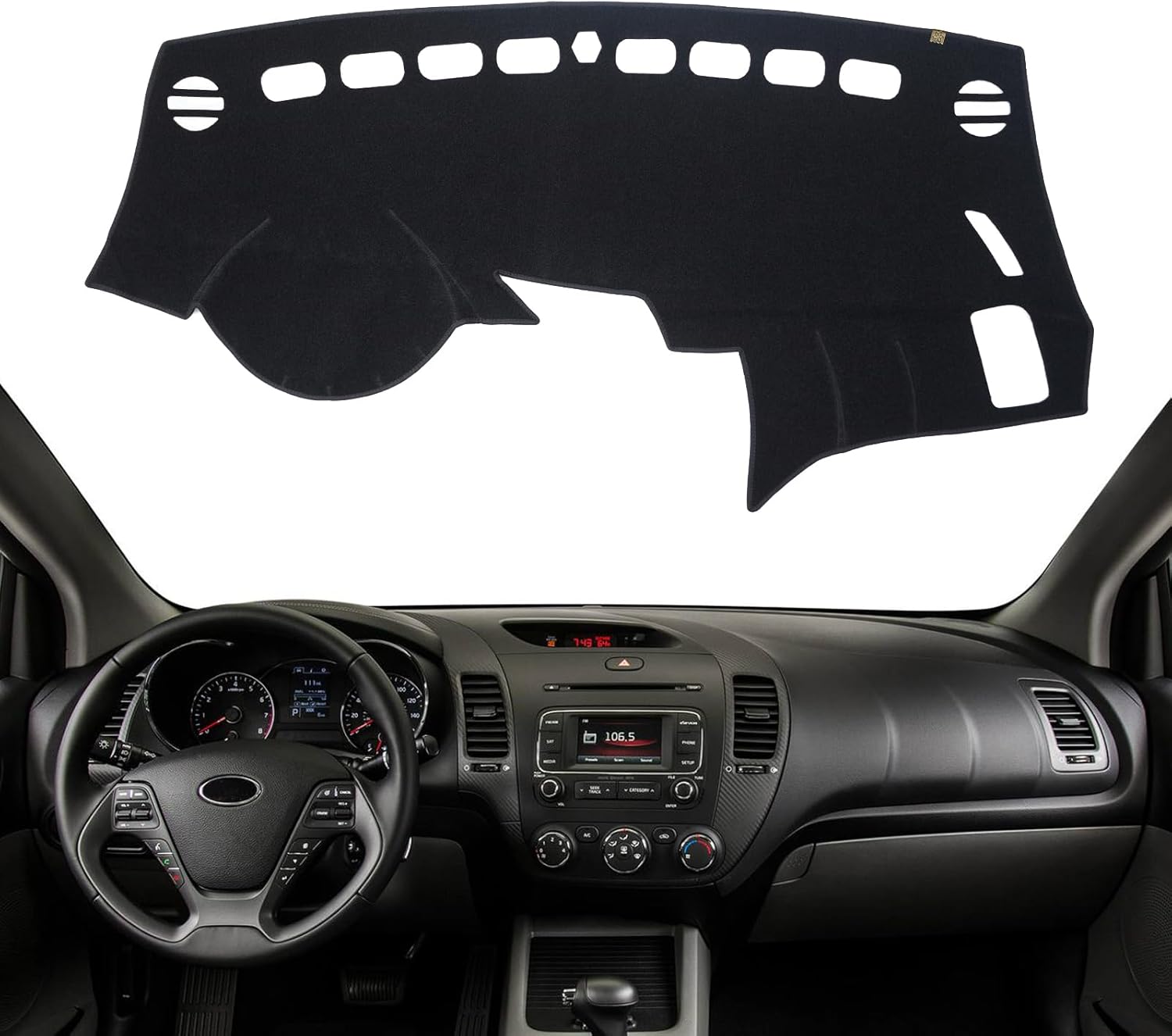 KEYOOG Dashboard Cover Dash Mat Fit for K-ia 2018-2014 Forte Forte5,2017-2014 Forte Koup,Car Dash Board Mat Anti-Glare Carpet,Non-Slip Pad Sunshield Protector (Black)