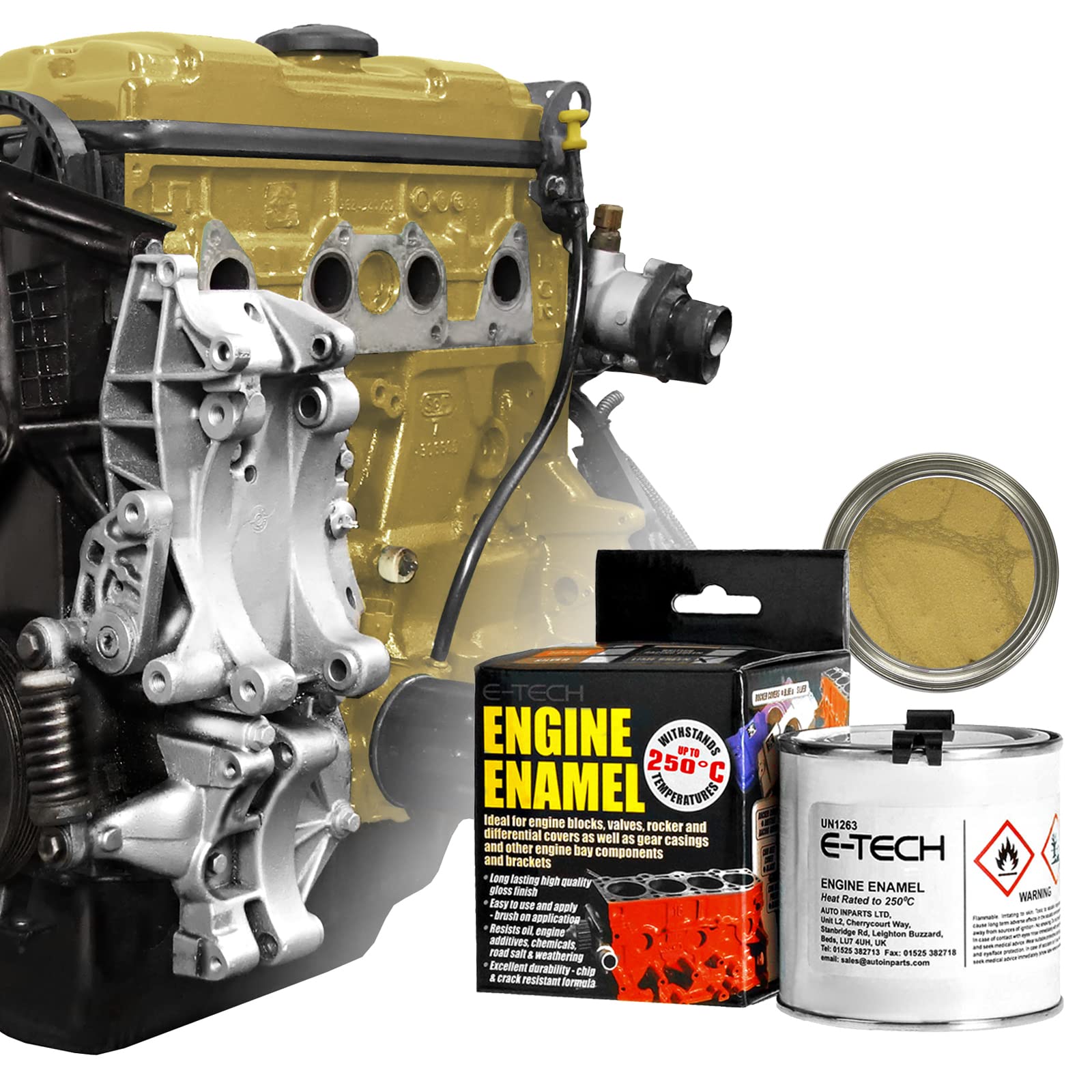 E-TECH - GOLD - Car/Bike Engine Enamel Paint - 250ml…