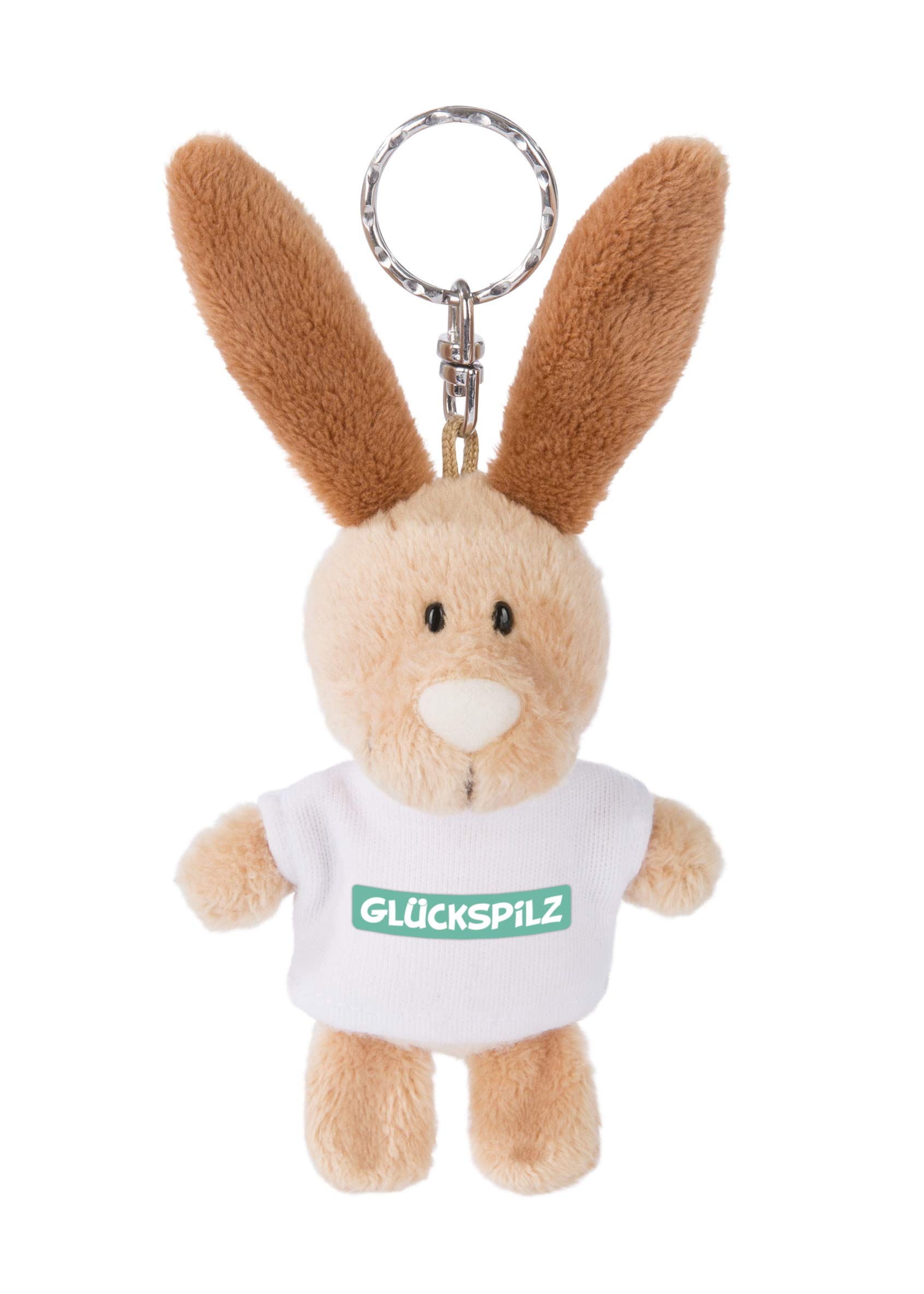 NICI 44713 Keyring Rabbit with T-Shirt Lucky Mushroom 10 cm