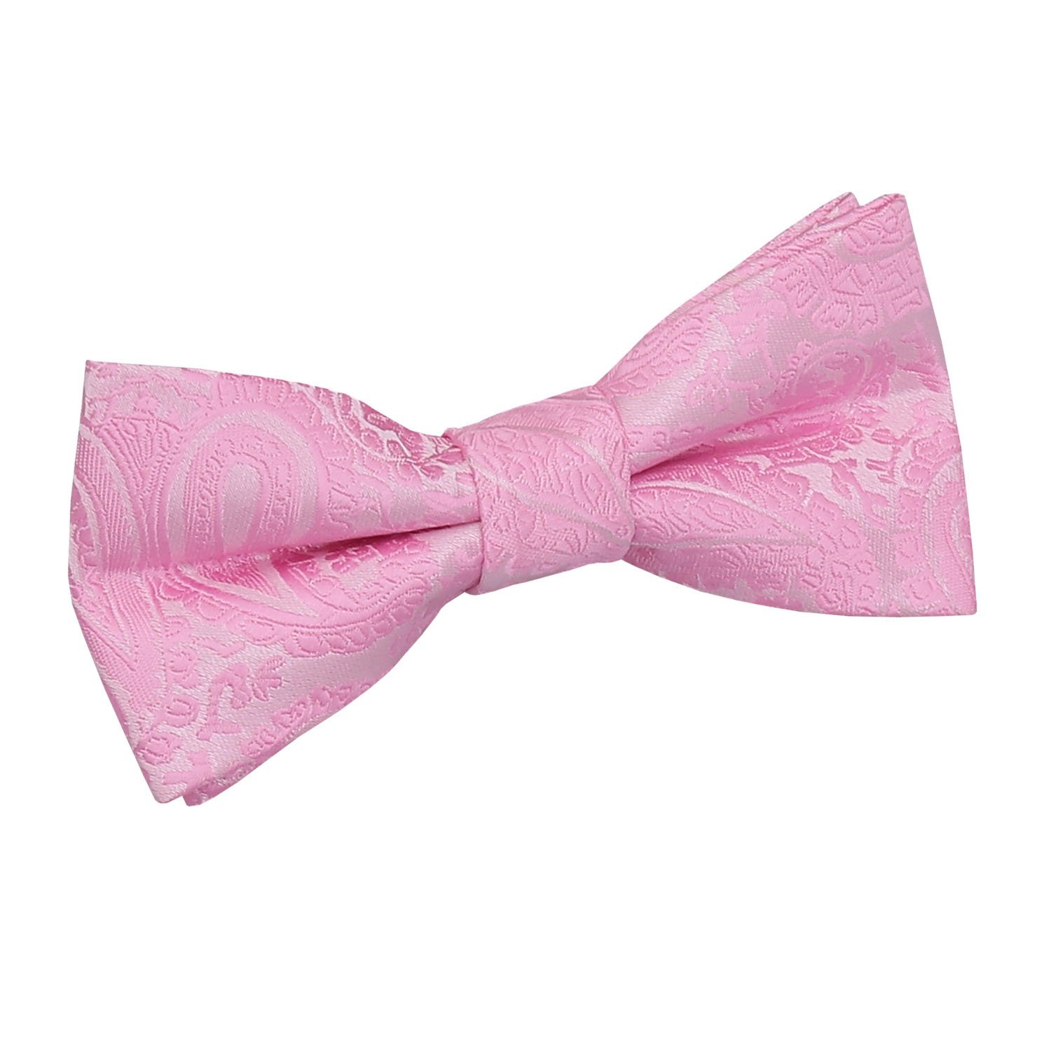 DQT Boys Paisley Floral Jacquard Pre-Tied Bow Tie - Wedding Pageboy Formal - Baby Pink