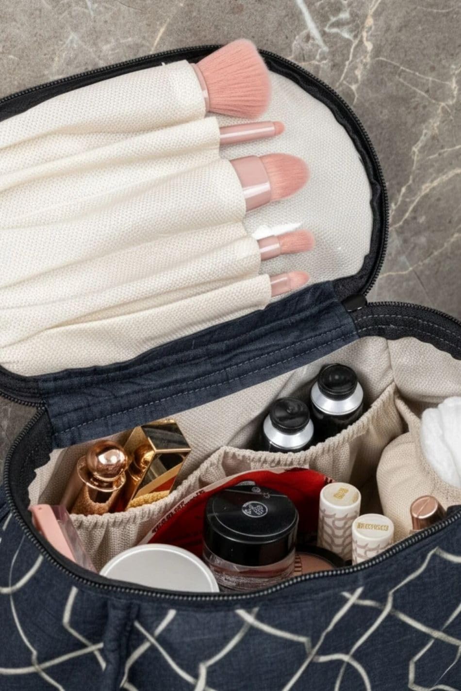 Orret Home Keçe Makyaj Organizer Çantası, Fermuarlı Kozmetik Organizeri, Valiz Tipi Keçe Makyaj Çantası, Seyahat İçin Kozmetik Düzenleyici (Elegant)