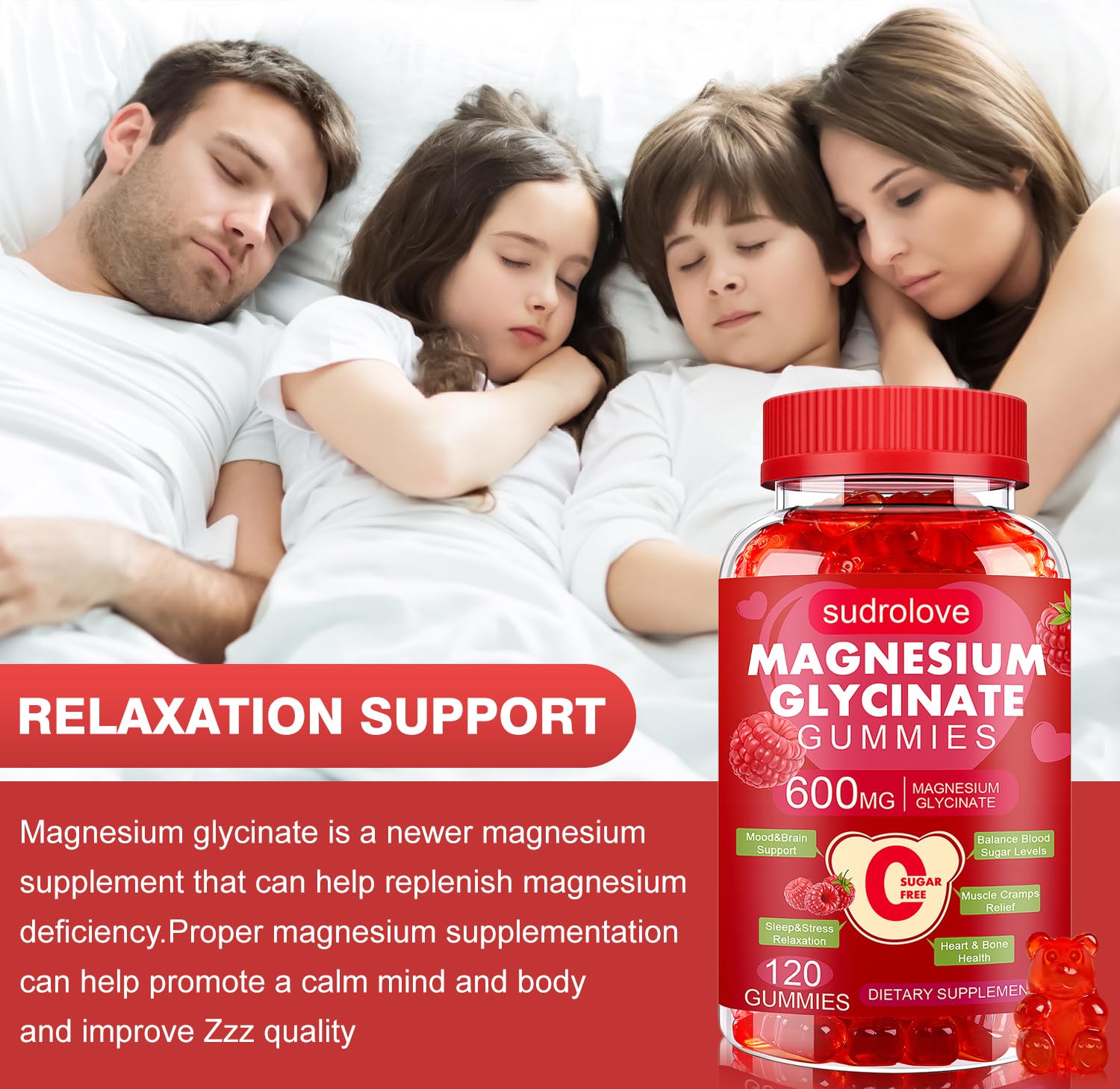 Magnesium Glycinate Gummies 600mg per Serving, 120 Count — Amazon image 4