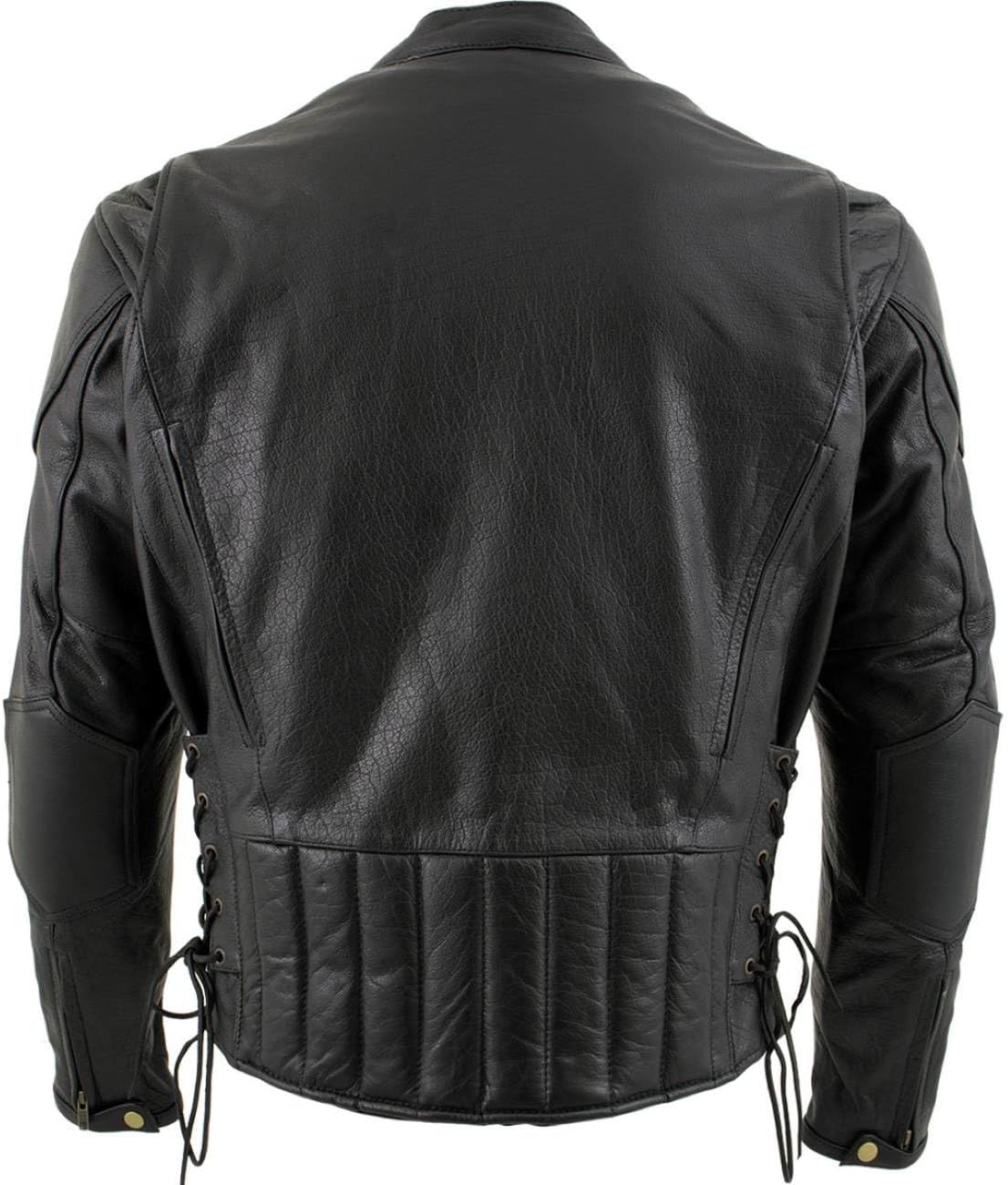 Milwaukee Leather Men's Racer Style Collarless Premium Leather Motorcycle Biker Riders Jackets