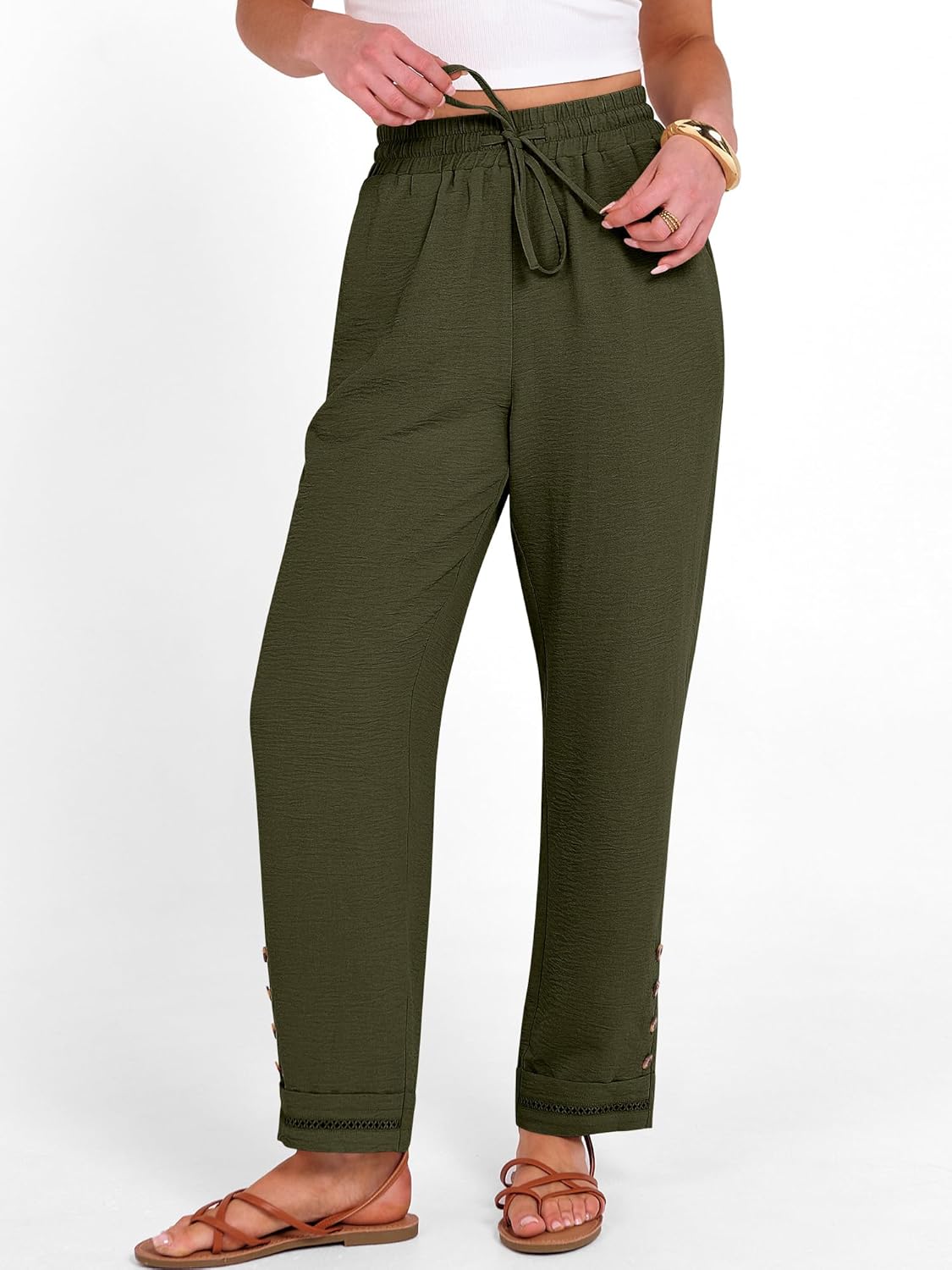 ANRABESS Womens Casual Cropped Pants Drawstring Elastic Waist 2026 Summer Loose Ankle Work Trousers with Pockets - Image 8