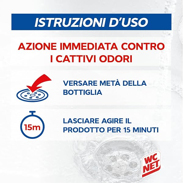 Wc Net Professional - Trattamento Scarichi Domestici con Agenti Biologici, Distrugge i Residui e Elimina gli Odori, Fragranza Pino, 1000 ml - 4