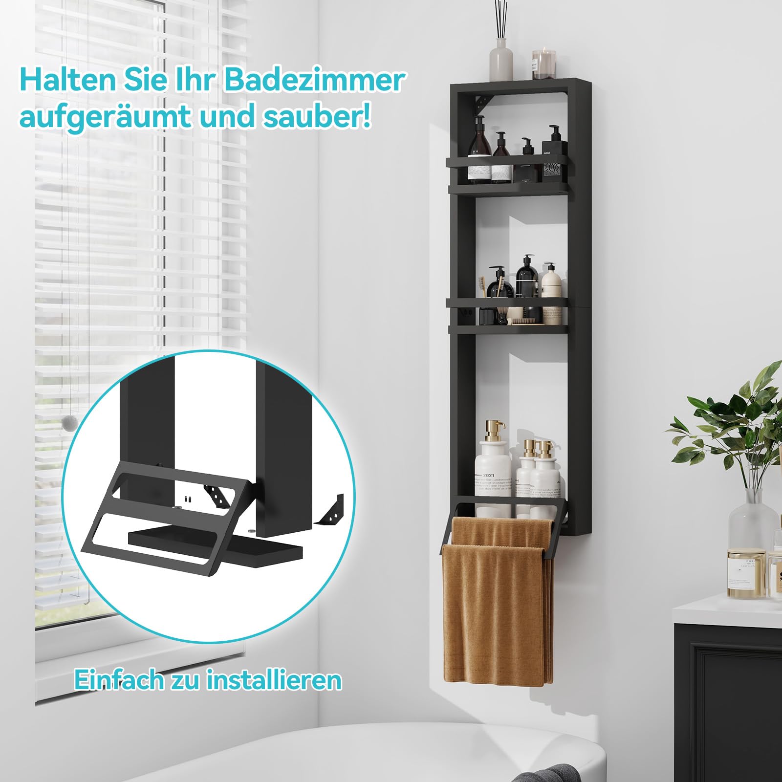 ZealWe Badmöbel Set (Waschbecken mit Unterschrank Spiegel Handtuchhalter), Badzimmermöbel Badzimmerschrank Waschbeckenunterschrank 71cm mit Waschtish, 3-stufiges Badezimmerregal, Wasserhahn Set, Blau