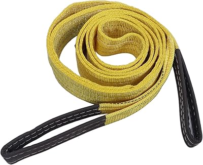 Polyester Rigging Lifting Strap, 13.12ft Industrial Crane Flat Heavy Duty Sling for Crane Hoist 6613lb Capacity 2 Eye Buckle Yellow