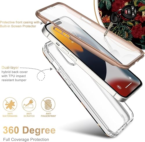 Miniatura 2 de Esdot Funda para iPhone 15 con protector de pantalla integrado, funda duradera con diseños de moda para mujeres y niñas, elegante funda protectora