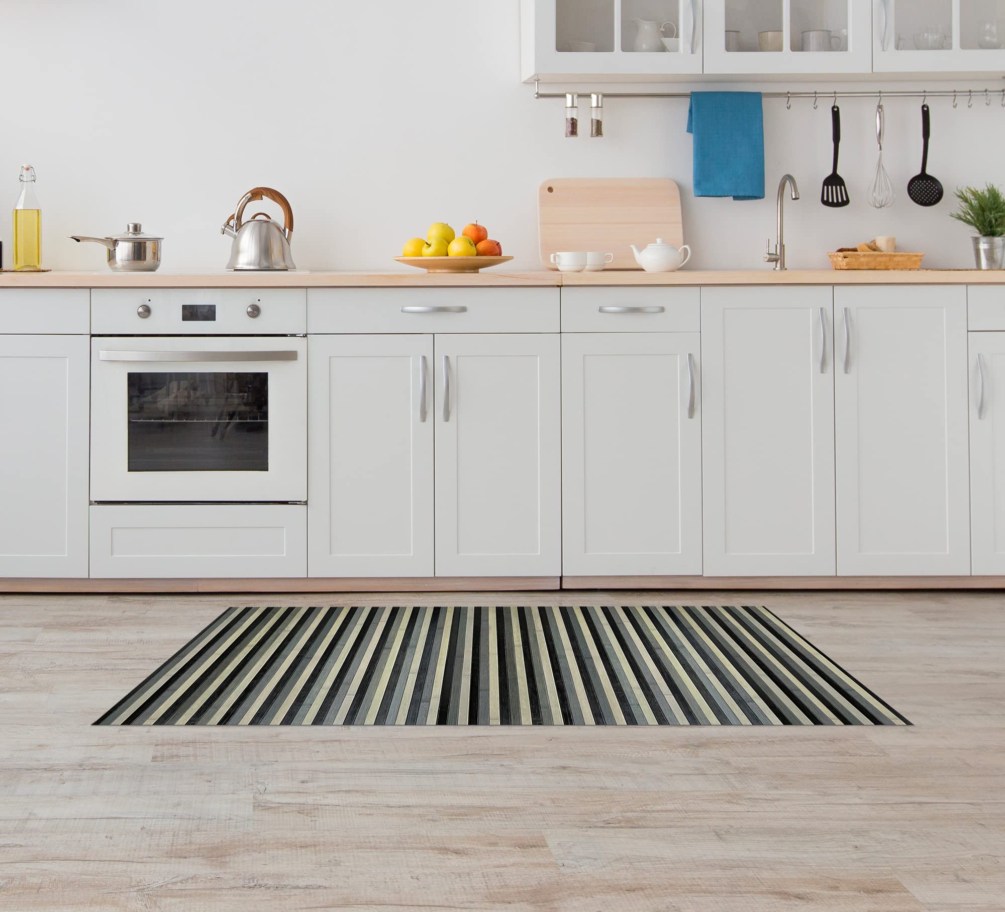 IlGruppone Passatoia per Cucina o Tappeto da Ingresso in Vero Bamboo Naturale 7 Misure 7 Colori - 50x300 cm - Grigio