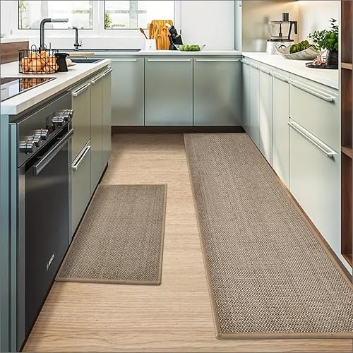 Miniatura 2 de Artoid Mode Juego de 2 alfombras y tapetes de cocina lavables, de goma antideslizante, absorbentes, para el piso delantero del fregadero, pasillo,