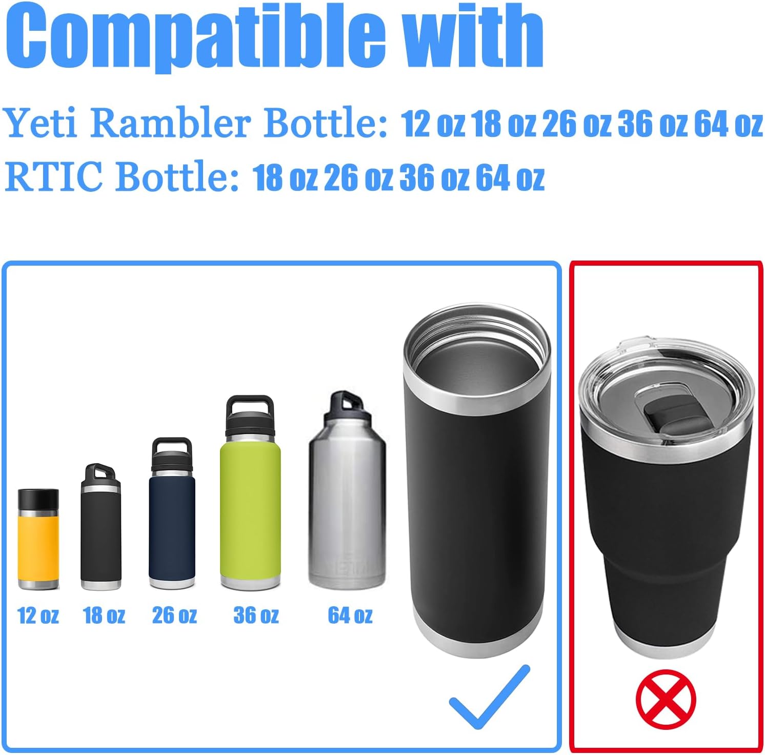 Haloera Straw Lid for Yeti Rambler Bottle - 18 26 36 64 oz, Lid with Straws and Flexible Handle Straw Lid Replacement, Straw Cap Compatible with Yeti Rambler Water Bottle Accessories
