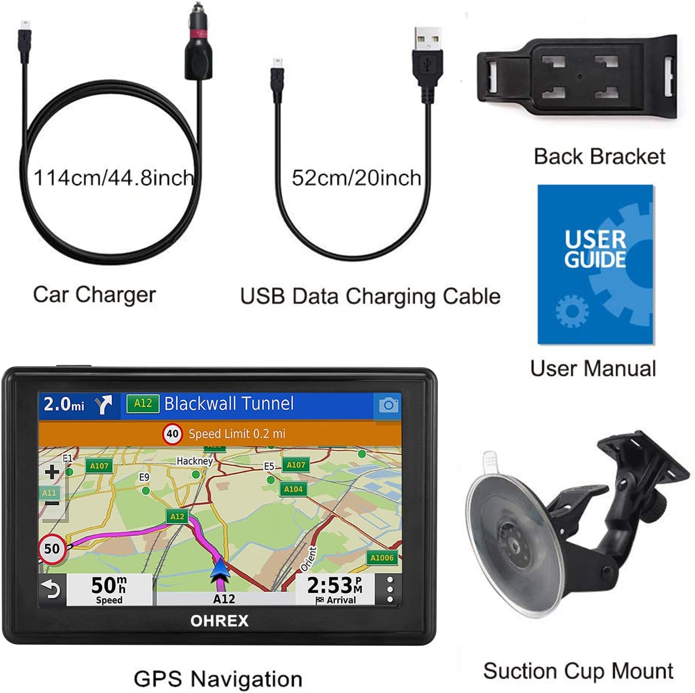 OHREX GPS Navigator for Car Truck RV,Truck GPS Commercial Drivers,5” Trucker GPS,Latest 2026 Map with Free Lifetime Updates,Custom Routing,Driver Alerts