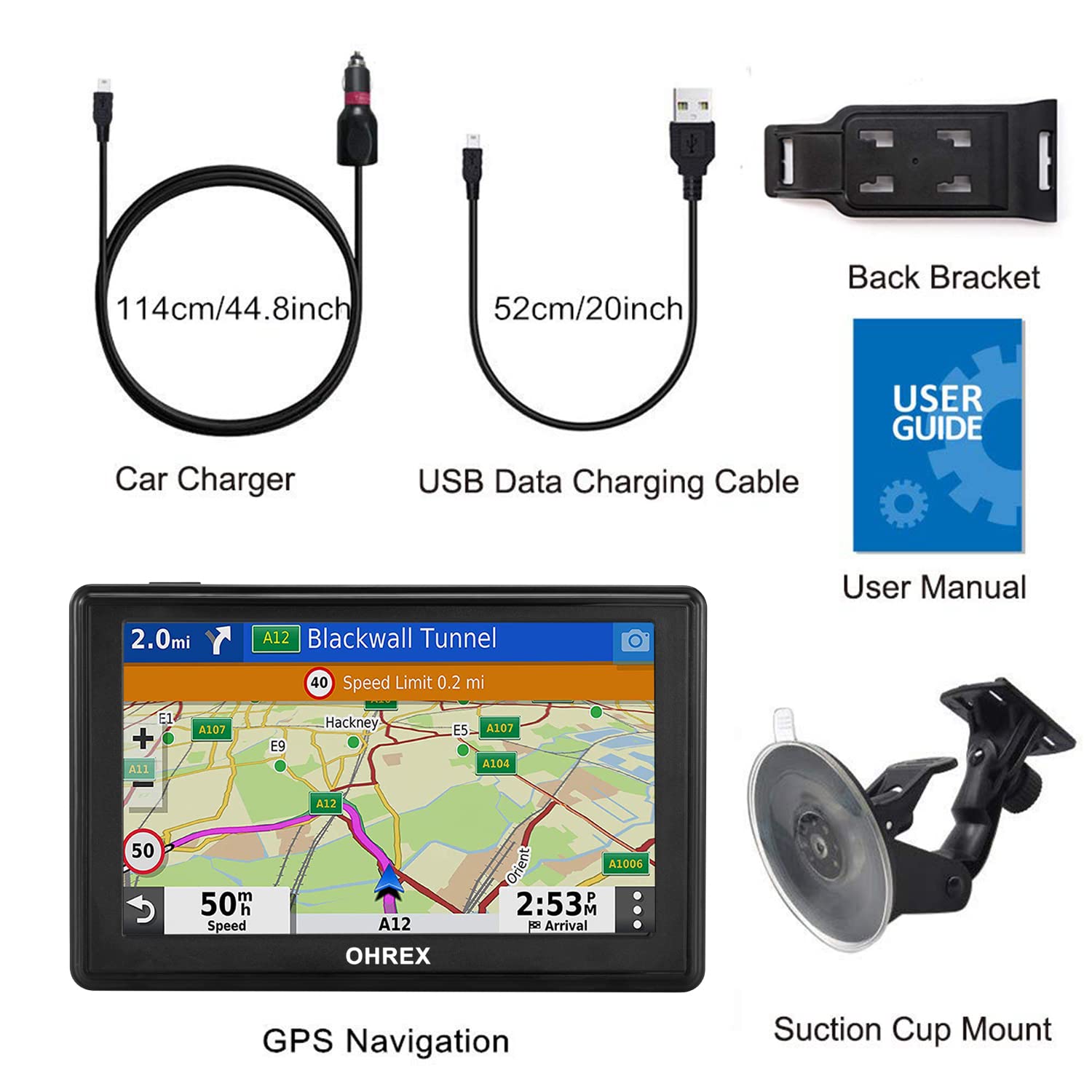 OHREX GPS Navigator for Car Truck RV 2025,Truck GPS Commercial Drivers,Large 5”Trucker GPS,Latest 2026 Map with Free Lifetime Updates,Custom Routing,Driver Alerts — view 7