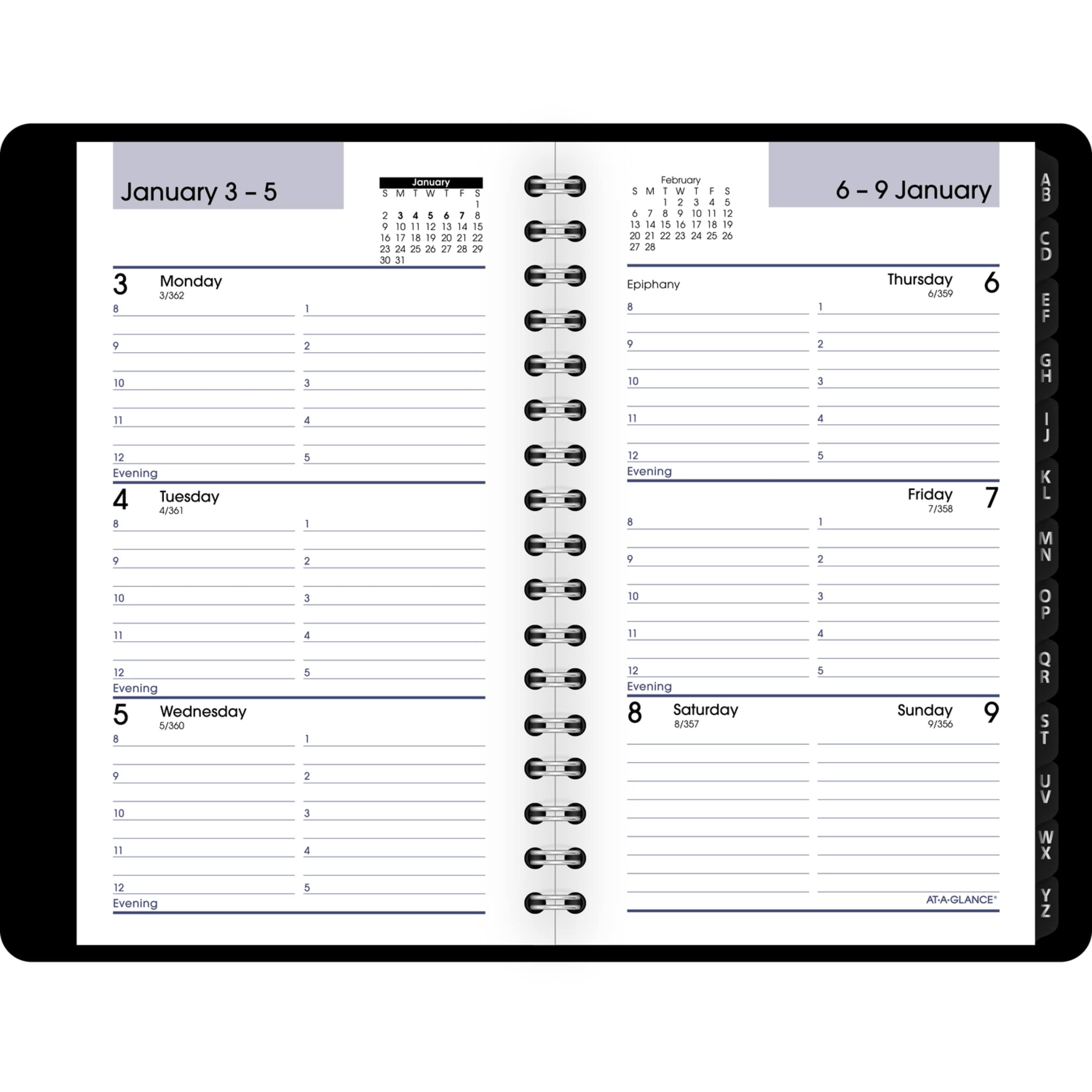AT-A-GLANCE, agenda settimanale per appuntamenti 2022, 8,9 x 15,2 cm, formato tascabile, pagine per telefono/indirizzi, copertina testurizzata, DayMinder, nero (G25000)