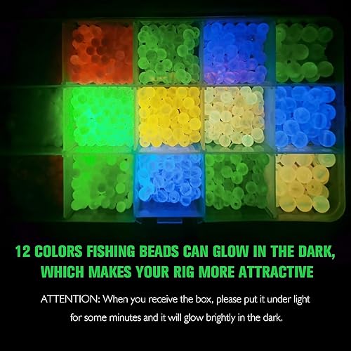 Miniatura 11 de Dovesun Cuentas de pesca que brillan en la oscuridad, cuentas de pesca para agua salada, 1035 unids/600 piezas/250 piezas/120 cuentas coloridas