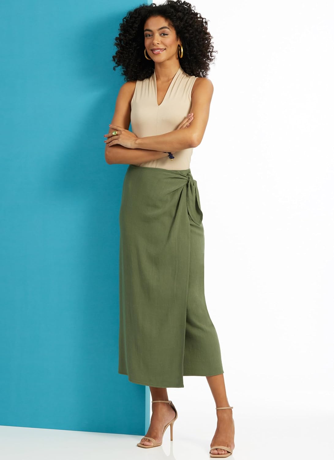 Butterick B6934A Misses' Wrap Skirt Sewing Pattern Kit in Two Lengths, Design Code B6934, Sizes XS-S-M-L-XL-XXL