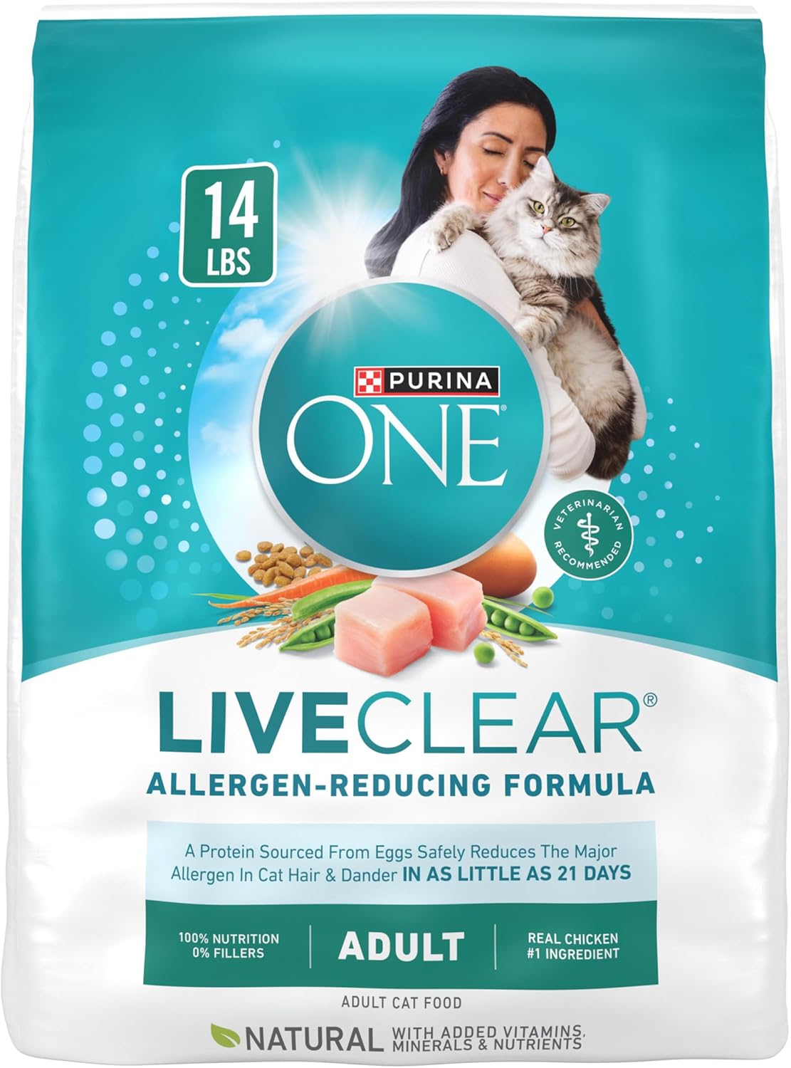 Purina ONE LiveClear Allergen-Reducing Cat Food Dry Formula with Real Chicken As The Number One Ingredient - 14 lb.