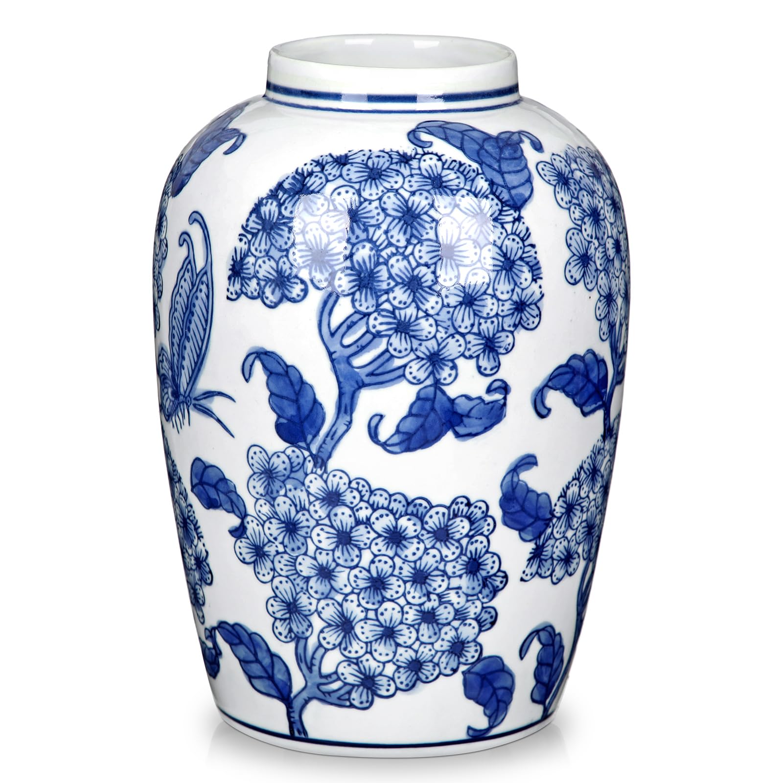 Hollyone 21CM Ceramic Vase for Home Decor, 8.4’’ Hand-Painted Porcelain Vase for Flowers, Chinoiserie-Inspired Decorative Vase for Living Room, Bathroom, Desk, Shelf