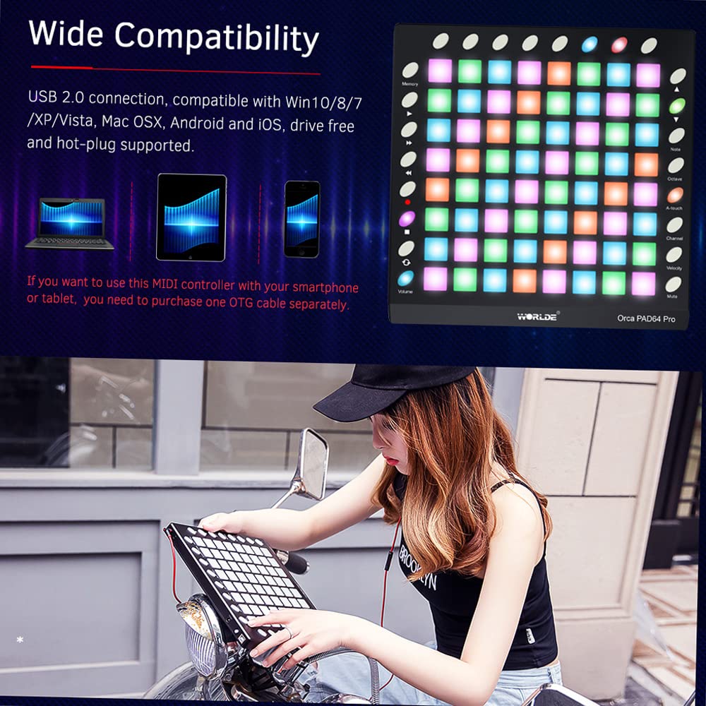 Amazon.co.jp: MIDI コントローラー、PAD64-A Pro ポータブル USB MIDI