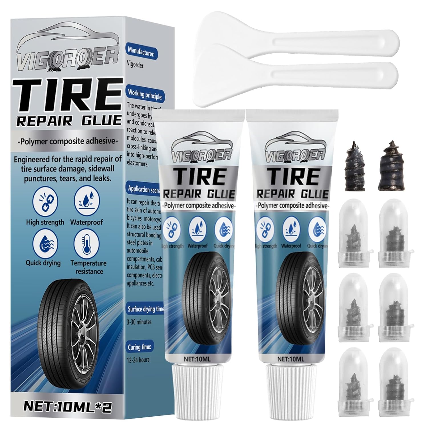 Tire Repair Glue Rubber Cement for Sidewall Fixes Suitable for Car Motorcycle Bike Jeep Off-Road Truck Tractor 20ML