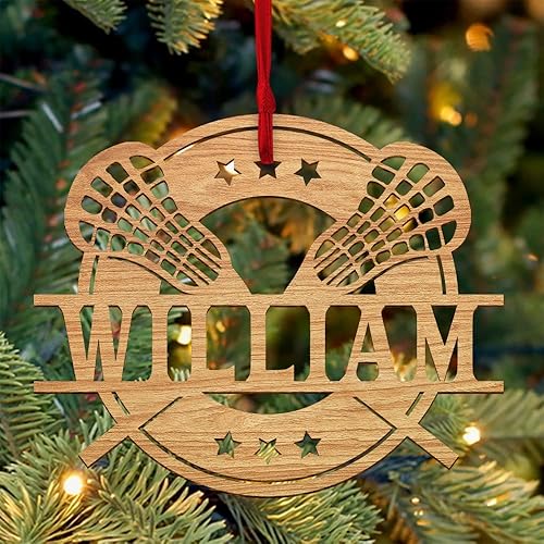 Adorno personalizado de palos de lacrosse  nombre personalizado, adorno LAX, adornos de equipo y jugador de lacrosse, decoración de regalo para