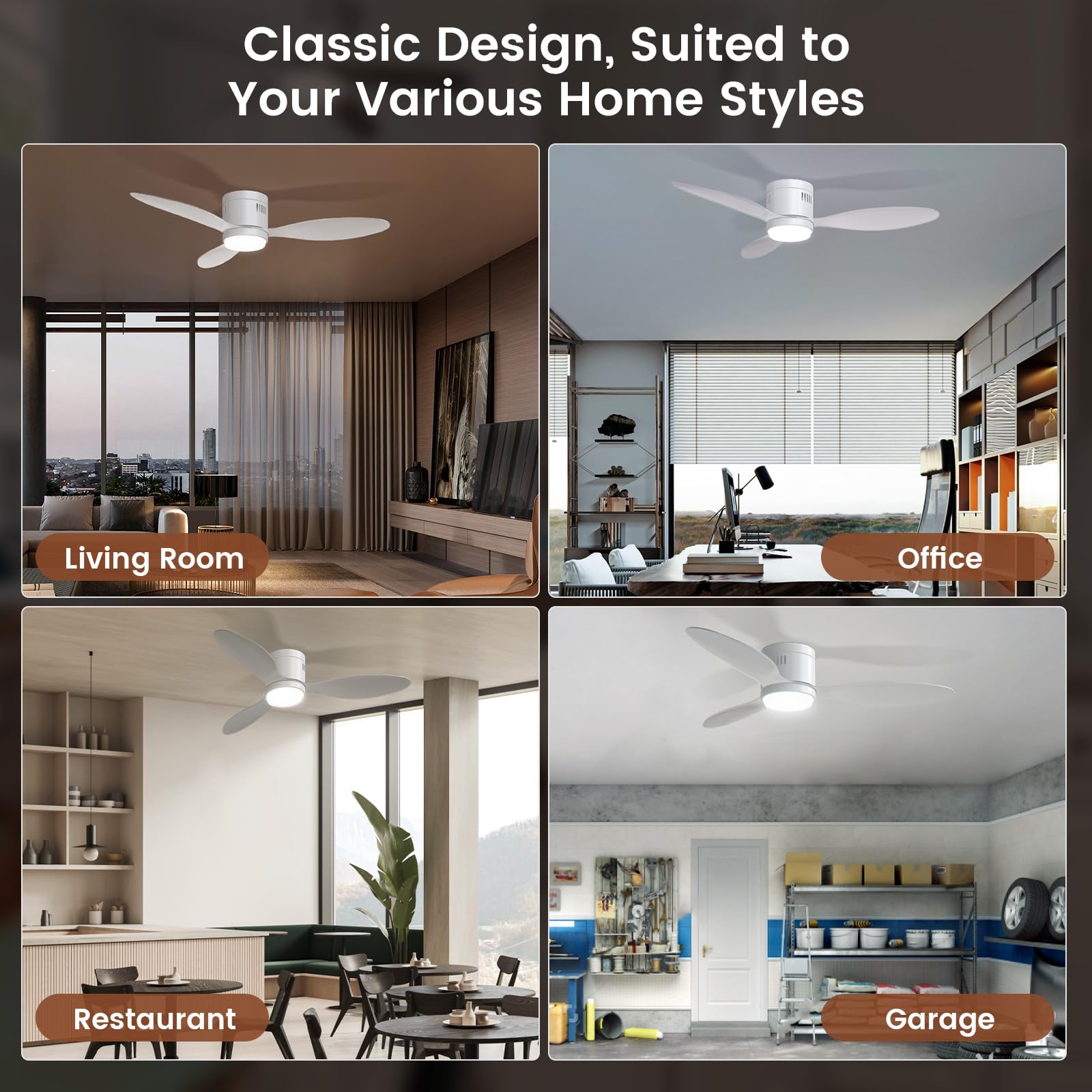 Deckenventilator mit Beleuchtung, Ø132cm App Steuerung & Fernbedienung Deckenventilatoren mit Licht LED, 6 Geschwindigkeiten, 3 Farben Dimmbar, Leise DC-Motor, Sommer-Winterbetrieb, Timer